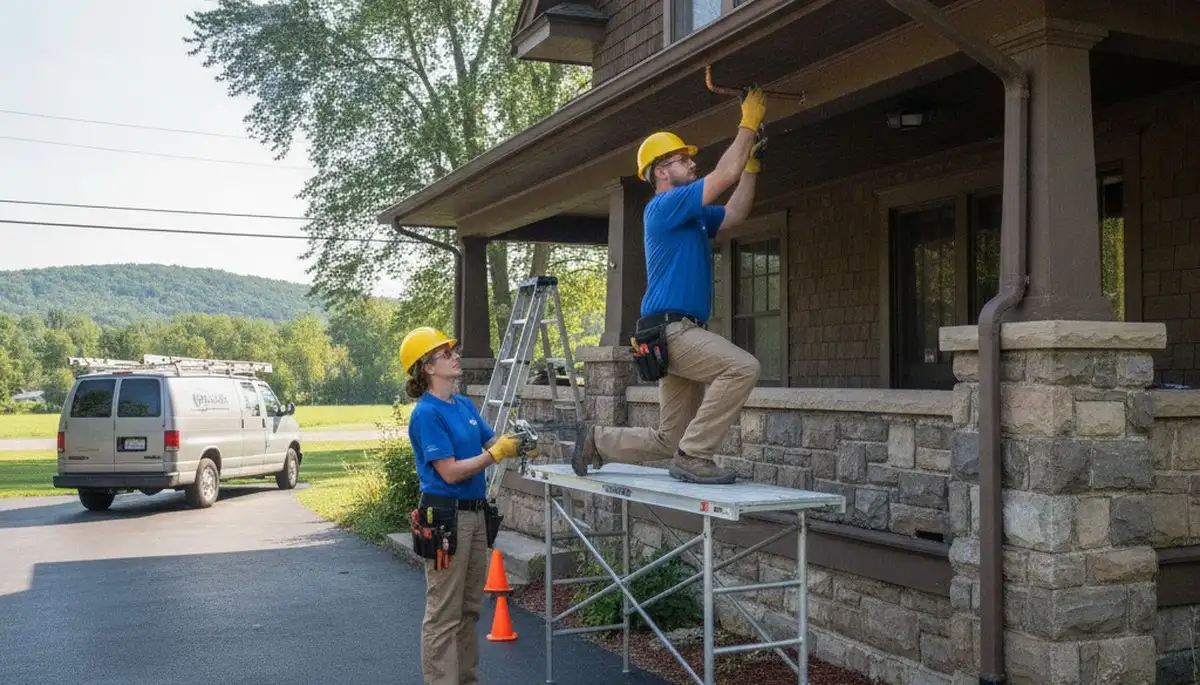 Madison, WI plumbing repair technician servicing residential pipe leak in a home