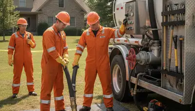 Madison, WI plumbers pumping a septic tank for a home service call