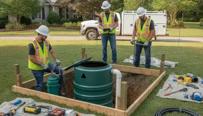 Madison, WI septic repair plumbers inspecting a home septic system for service needs