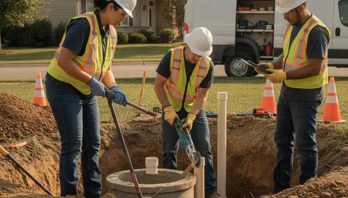 Madison, WI plumber repairing a septic system for a local home