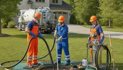 Madison, WI plumber cleaning septic tank for residential plumbing maintenance