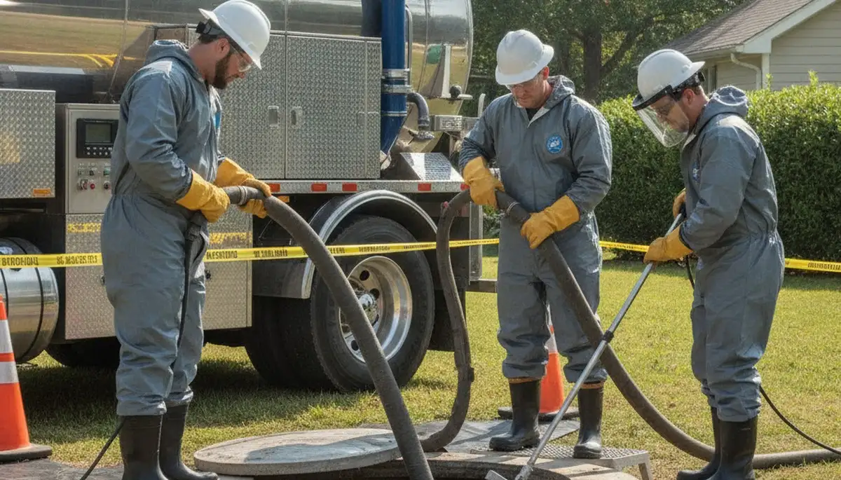 Madison, WI plumber cleaning septic tank for residential plumbing service
